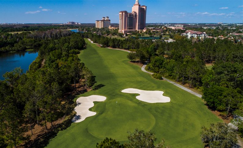 Hole one of the Ritz Carlton Golf Club in Orlando, Florida. 